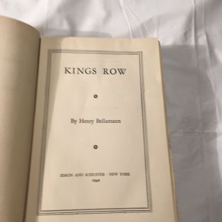 Kings Row - By Henry Bellamann - Vintage Hardcover 1942