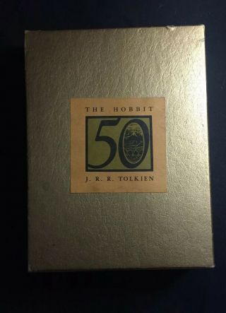 The Hobbit 50th Anniversary Edition J.  R.  R Tolkien Gold Hard Cover With Case