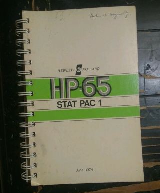 Hp - 65 Stat Pac 1 Statistical Theory Science Engineering Hewlett Packard 1974