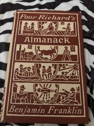 Vintage Poor Richards Almanac Benjamin Franklin Hardcoverbook