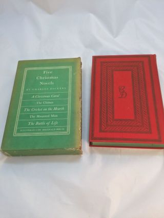 Charles Dickens FIVE CHRISTMAS NOVELS 1939 with RARE Junior Heritage Club Mag 3