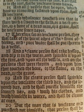 1598 Geneva Breeches Bible Leaf/page Gothic Font Print Numbers/ Red Cow,  Levites