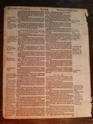 1598 Geneva Breeches Bible Leaf/Page Gothic font print Numbers/ Red Cow,  Levites 2