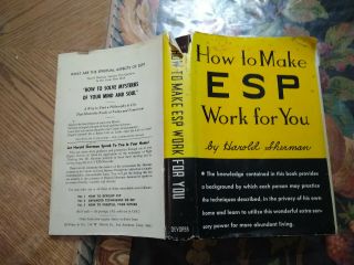 How To Make Esp Work For You 1965 Hard Cover/dust Jacket By Harold Sherman