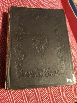 Bible Family Circa 1850 Large Leather Bound 8 X 11 X 2.  75 Inch
