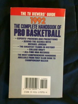 THE COMPLETE HANDBOOK OF PRO BASKETBALL 1992 - MICHAEL JORDAN COVER 2
