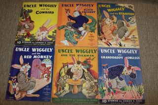 6 Uncle Wiggily Story Books 1943 Child Children Literature Garis American Crayon