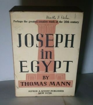 Joseph In Egypt Thomas Mann 2 Vols In Slipcase Knopf 1938 First Edition Ex