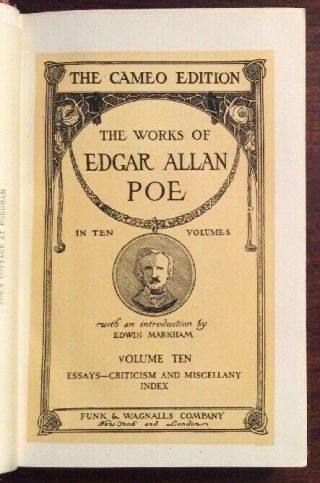 The Of Edgar Allan Poe Volume Ten 1904 Hardback Edgar Allan Poe