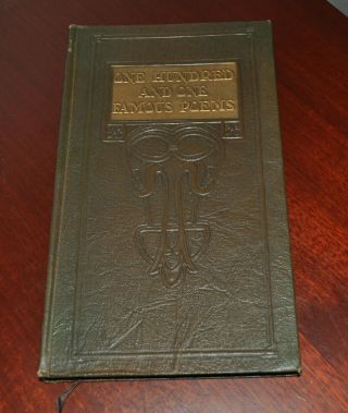 One Hundred And One Famous Poems Book 1929 Cable Co Chicago Leather Art Nouveau