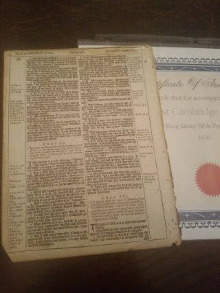 1630 Kjv Bible Leaf/page Gothic Print Jeremiah Rare First Cambridge Edition