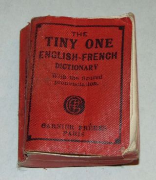 Vintage The Tiny One English French Dictionary Miniature Book