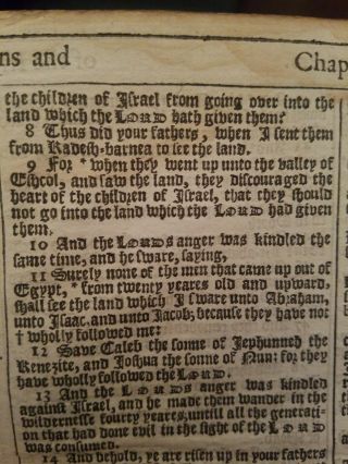 1630 Kjv Bible Leaf/page Gothic Print Numbers Rare First Cambridge Edition W