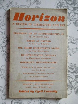 Horizon - Review Of Literature And Art,  Edited By Cyril Connolly No 16 1941 Ww2