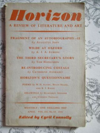 Horizon - Review of Literature and Art,  edited by Cyril Connolly No 16 1941 WW2 2