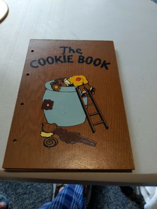 The Cookie Book Cookbook • Yellowstone National Park • Wood Wooden Cover Vintage