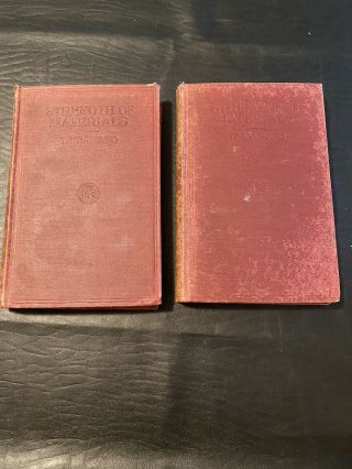 Elements of Strength of Materials S.  Timoshenko 1930 1st Editions Volumes 1 & 2 2