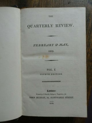 1809 Quarterly Review Vol 1 - Lewis & Clarke Travels To The Pacific By Gass @