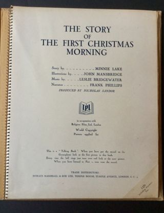 1948 T.  P.  L.  Talking Book THE FIRST CHRISTMAS MORNING - Plates - 78 rpm Record VG 3